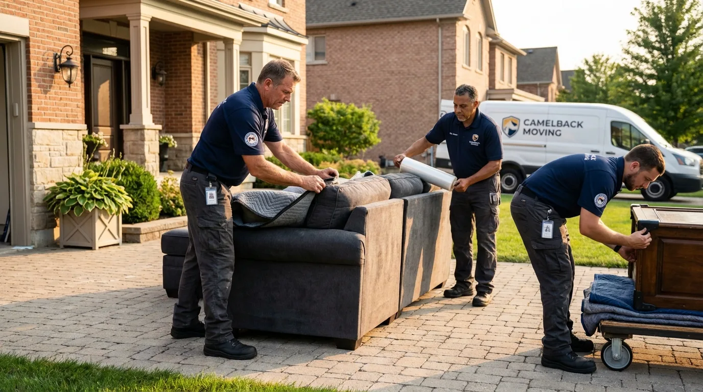 Large estate moving crew wrapping furniture in Harper Woods, MI